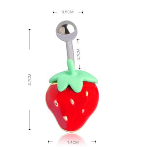 Enamel Strawberry Navel Piercing Belly Button Ring Verkadi.com