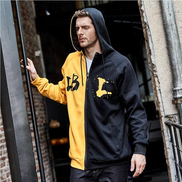 Hip Hop Cotton Zipper Patchwork Men's Hoodie Sweatshirt Verkadi.com