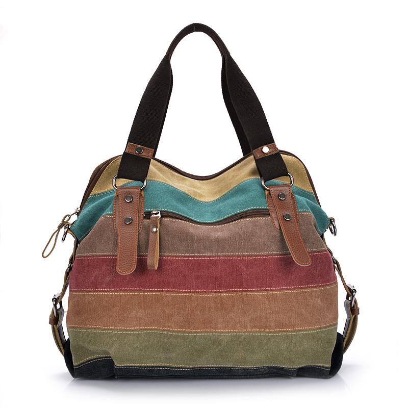 Fashion Canvas Hand/Shoulder Patchwork Casual  Women's Bag