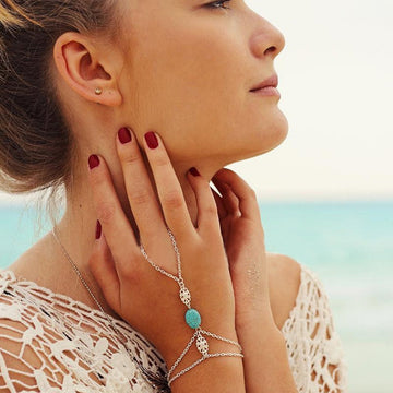 Chain Silver Plated Beads Slave Finger Bracelet 