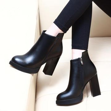 Pointed Toe Square High Heel Women Ankle Boots Verkadi.com