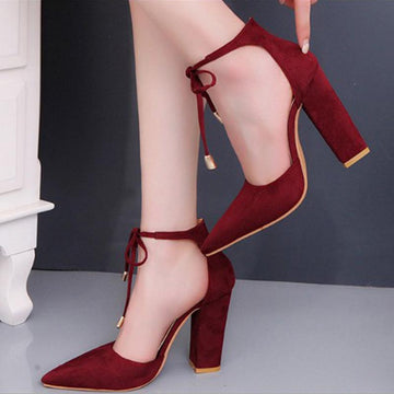 Iconic Pointed Toe Comfortable Square High Heel Pumps Shoes Verkadi.com