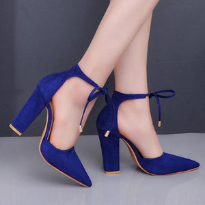 Iconic Pointed Toe Comfortable Square High Heel Pumps Shoes Verkadi.com