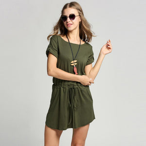 Style Army Green Sexy Short Sleeve Dress Verkadi.com