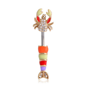 Crystal Colorful Scorpion Navel Bell Button Ring
