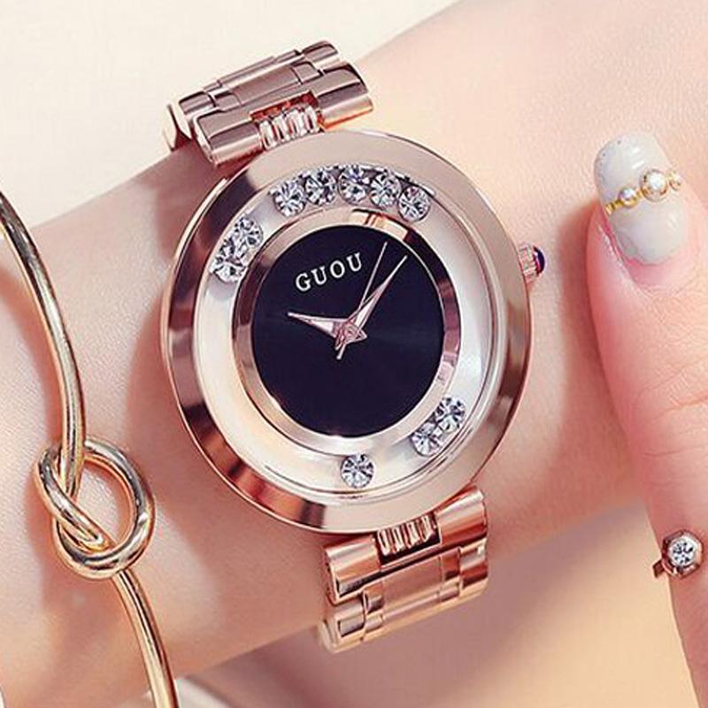 High Quality Fashion Spinning Dial Women Watches Quartz Designer Waterproof Bracelet  Watch With Rhinestone Crystal Ladies Watch - AliExpress