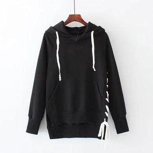 Street Wear Side Lace-Up Long Sleeve Hoodie Sweatshirt Verkadi.com