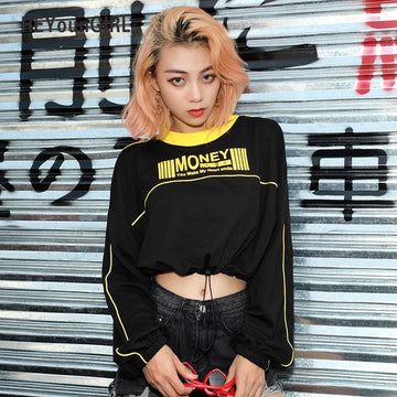 Street Hip Long Sleeve Crop Print Hoodie Sweatshirt Verkadi.com