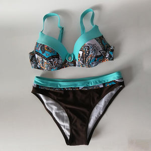 Brazilian Style Print Push Up Padded Bikini Set