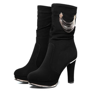 Sexy Suede High Heel Mid Calf Fashion Boots Verkadi.com