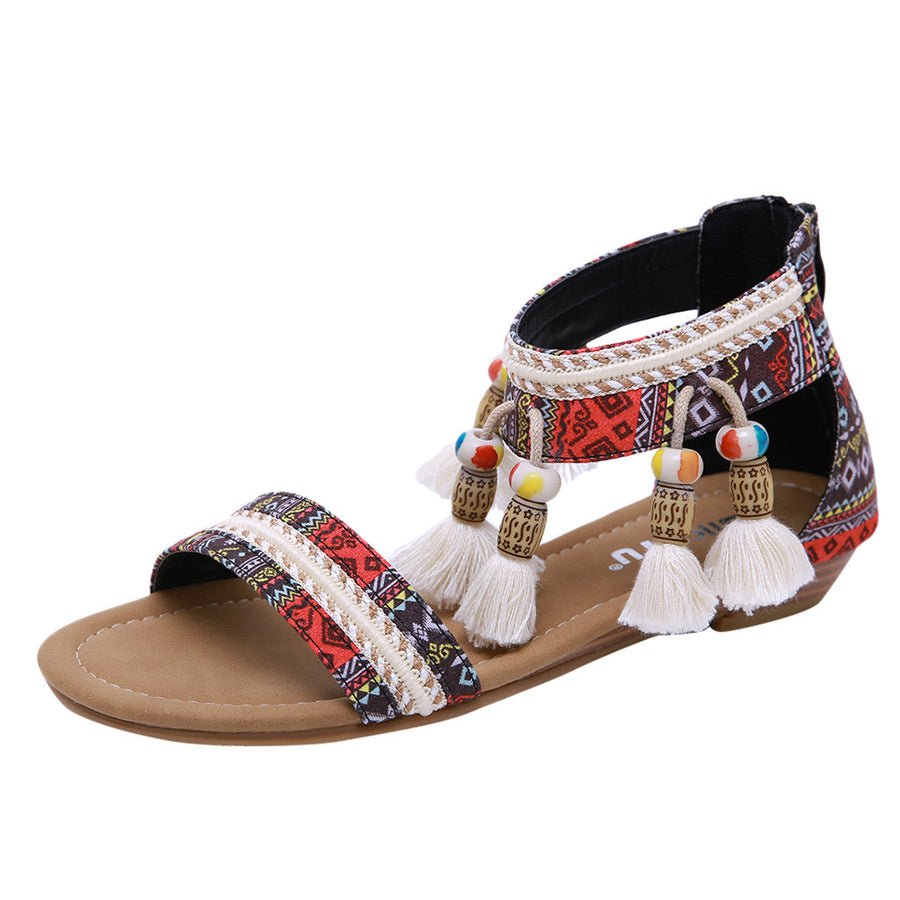 Leather Bohemian Rhinestone Ethnic Wind Summer Sandals