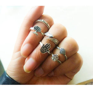 Bohemian Vintage Antique Resin Finger Bohemian Ring Set Verkadi.com