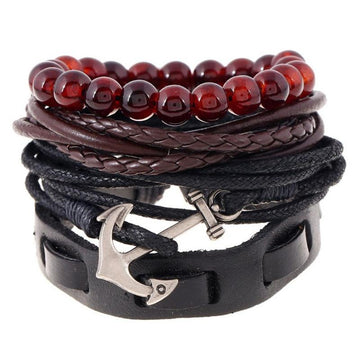 Trendy Unisex Hip Weave Wrap Genuine Leather Bracelet