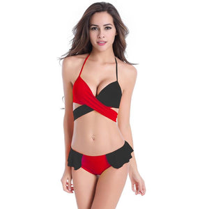 Sexy Flounced Bottom Brazilian Push Up Bikini Set Verkadi.com
