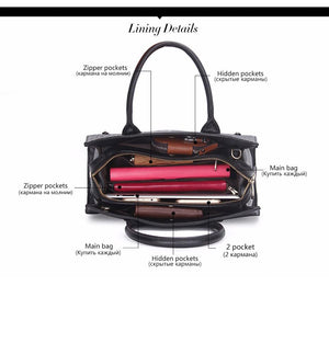 Fashion Genuine Leather Handbags Alligator Type High Quality Zipper Design