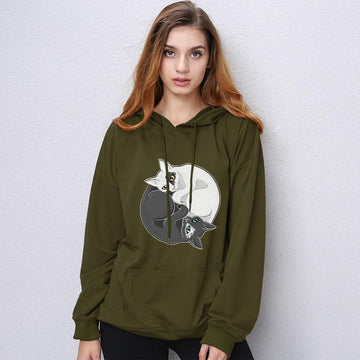 Cat Cartoon Printed Long Sleeve Hoodie Sweatshirt Verkadi.com