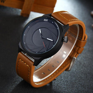 Casual Creative Black leather Quartz Watch