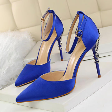 Hip Thin Metal High Heel Silk Carved Pumps Verkadi.com