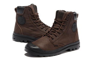 Solid Coffee Color Military Style Tactical Ankle Boots