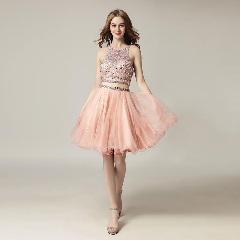 short puffy prom dresses sleeveless New Style Sweetheart Bling Short Puffy Prom Dressess Short Front Long Back Party Gown Pearls White High Low Prom Dresses HY818