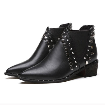 Hot New Pointed Toe Rivets Casual Style Ankle Boots Verkadi.com