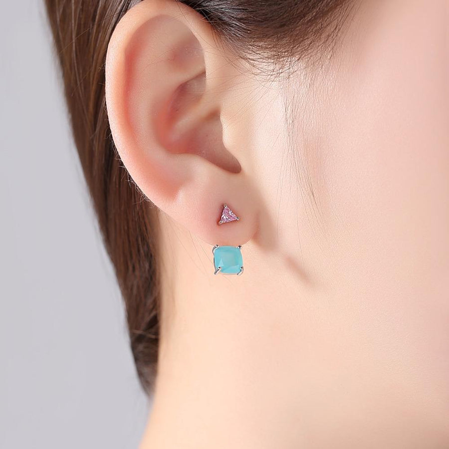 CZ Stones Geometric Crystal Stud Earrings Verkadi.com