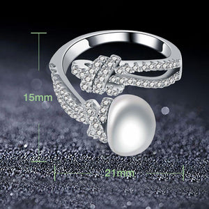 Sterling Silver CZ Clear Open Pearl Ring Verkadi.com