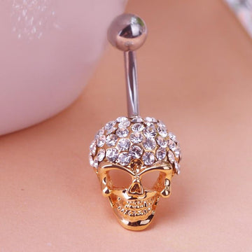 Cool Skull Rhinestone Navel Piercing Belly Button Ring Verkadi.com