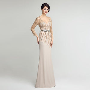 Beaded Pearls Elegant Chiffon Evening Event Dress Verkadi.com