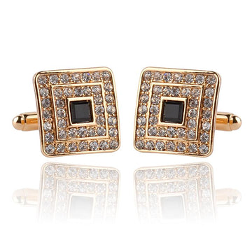 Stylish Black Crystal Gold Silver Cuff Links Verkadi.com