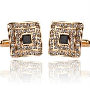 Stylish Black Crystal Gold Silver Cuff Links Verkadi.com