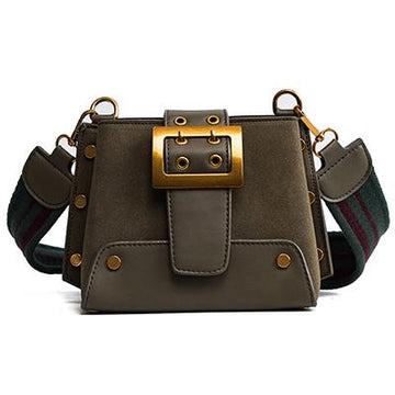 Rivet Messenger Bags Small Flap Pin Type Pu Leather Wide Shoulder Strap