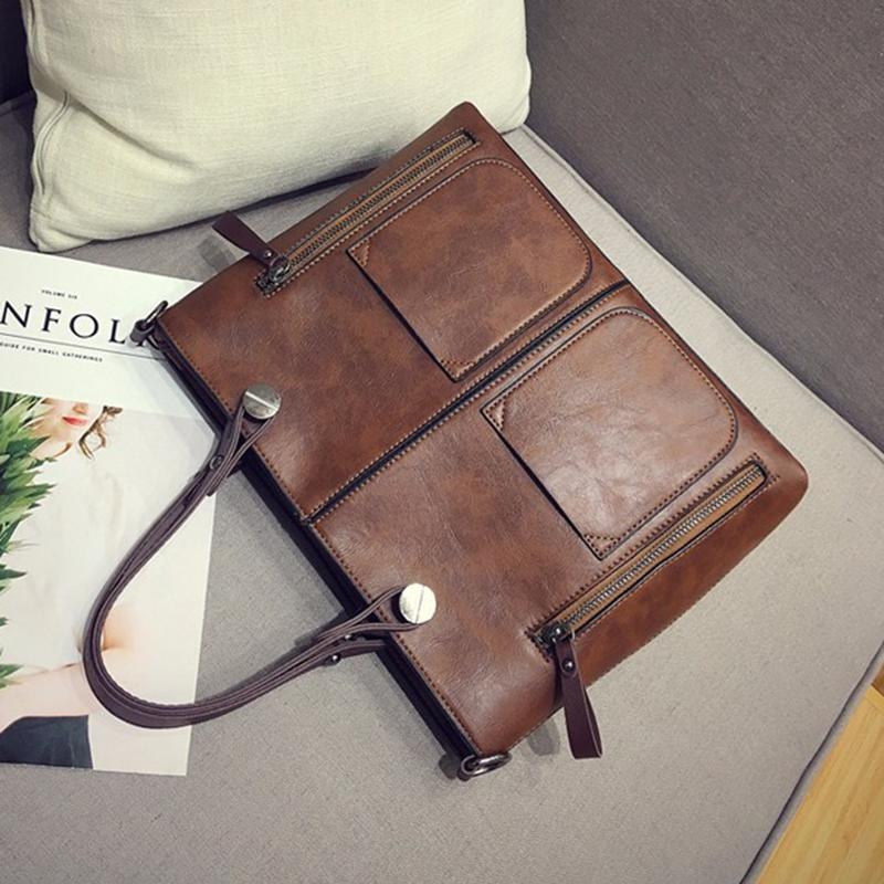 Vintage Designer Leather Women Shoulder Handbag