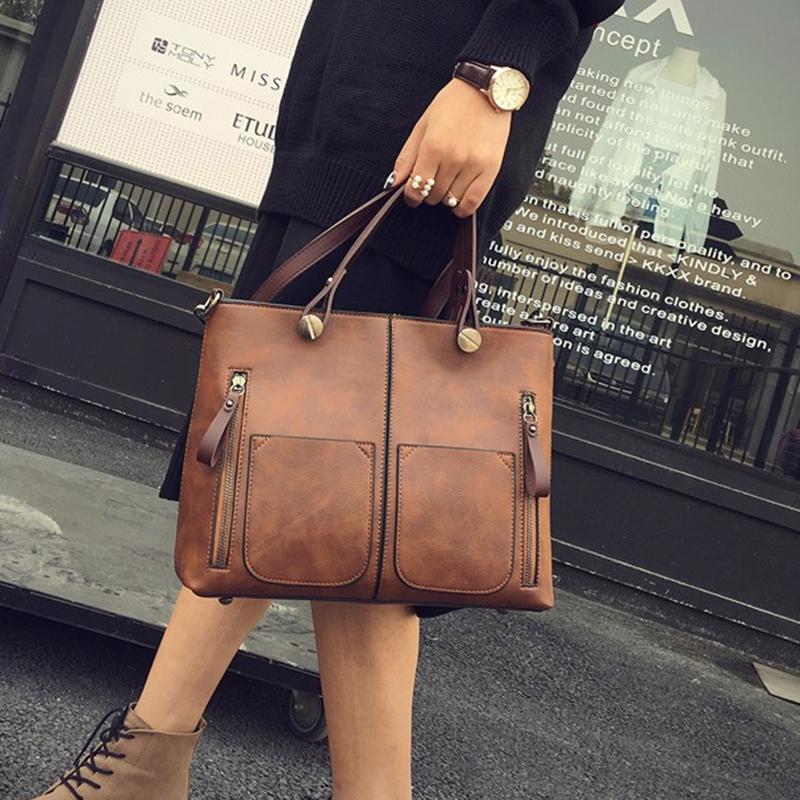 Vintage Designer Leather Women Shoulder Handbag