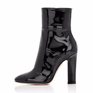 Pointed Toe Chunky High Heels Ankle Boots