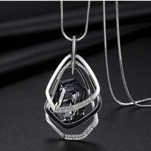 Trendy Crystal Polygon Collier Geometric Accent Pendant