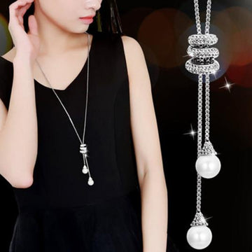 Modern Pearl Crystal Collier Geometric Pendant Verkadi.com