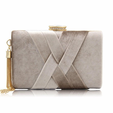 Quality Suede Tassels Evening Wedding Clutch Purse
