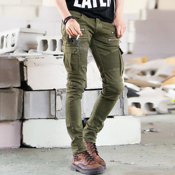 Designer Pilot Style Skinny Slim Stretch Jeans