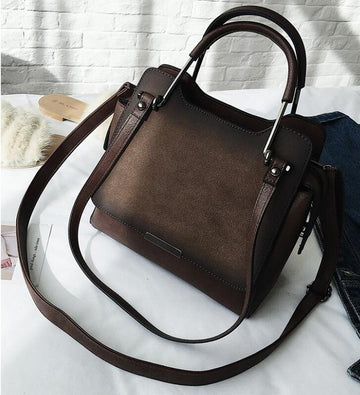 Hip Frosted Retro PU Leather Tote Shoulder Handbag