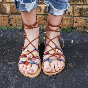 New Bohemian Ethnic Style Lace Comfortable Flat Sandals