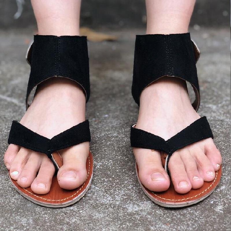 New Clip Toe Metal Rivets Roman Style Flat Sandals