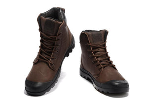 Solid Coffee Color Military Style Tactical Ankle Boots
