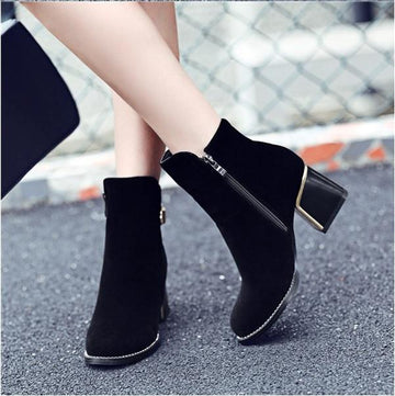 Quality Flock Ankle High Heel Boots Verkadi.com