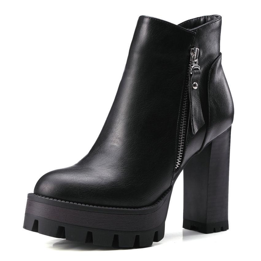 Smart Round Toe Western Style Square High Heel Ankle Boots Verkadi.com