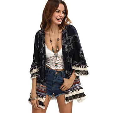 Casual Hip 3 Quarter Sleeve Multi Color Jacket Verkadi.com