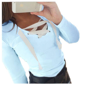 Sexy Casual V-neck Bandage Hoodies Sweatshirt Verkadi.com