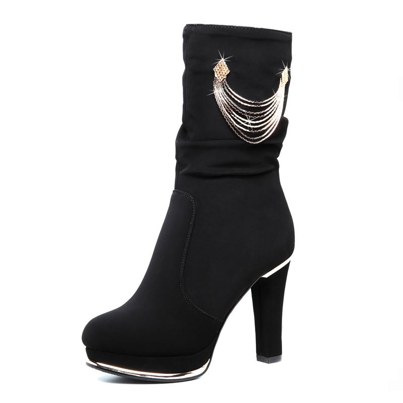 Sexy Suede High Heel Mid Calf Fashion Boots Verkadi.com
