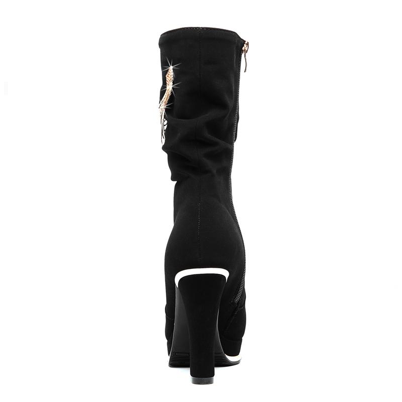 Sexy Suede High Heel Mid Calf Fashion Boots Verkadi.com