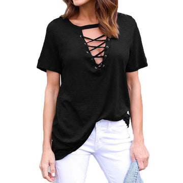 Sexy Solid Short Sleeve Casual Loose Top Blouse Verkadi.com